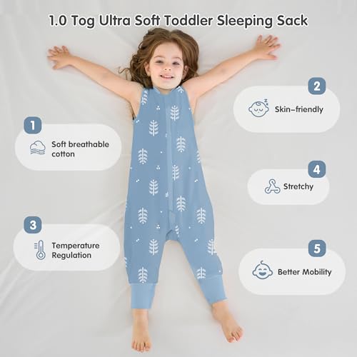 Image of Miracle Baby Sleep Sack with Feet, 1.0 TOG Wearable Blanket for Toddlers, Sleeveless Baby Sleeping Bag with Leg Openings