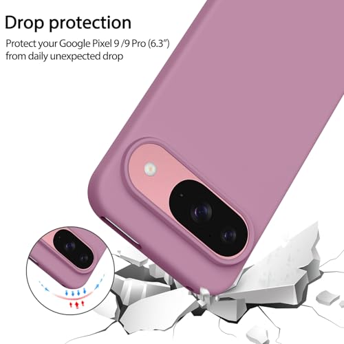 Image of Tobfit Back Cover Case Compatible with Google Pixel 9 /9 Pro, Case Cover Rugged Flexible Durable Anti-Slip Silicone Protection Shockproof Google Pixel 9 /9 Pro Back Cover (Rose Purple)