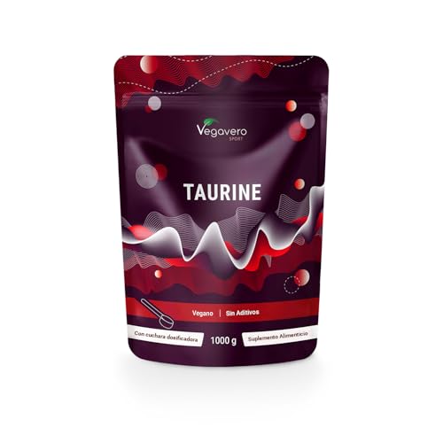 L-Taurina en Polvo 1000 mg | Suplemento Pre-Entrenamiento | Fuerza, Resistencia y Rendimiento | 100% Puro, Vegano, No-OMG | Larga duración (1-3 años) | Vegavero