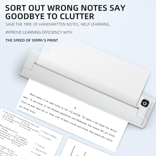 Namolit Impressora portátil Impressora sem tinta sem fio suporta impressora de papel térmico de 8,26