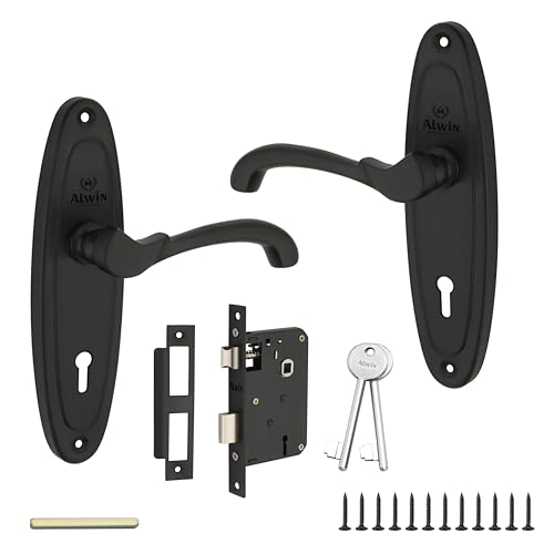 Image of Alwin Rio 7 Inch Iron Mortise Lockset, Matt Black Finish, Single Action Lock with 2 Keys, Used in Left /Right Handed Doors in Home, Office, Hotels, Industries etc (Rio)