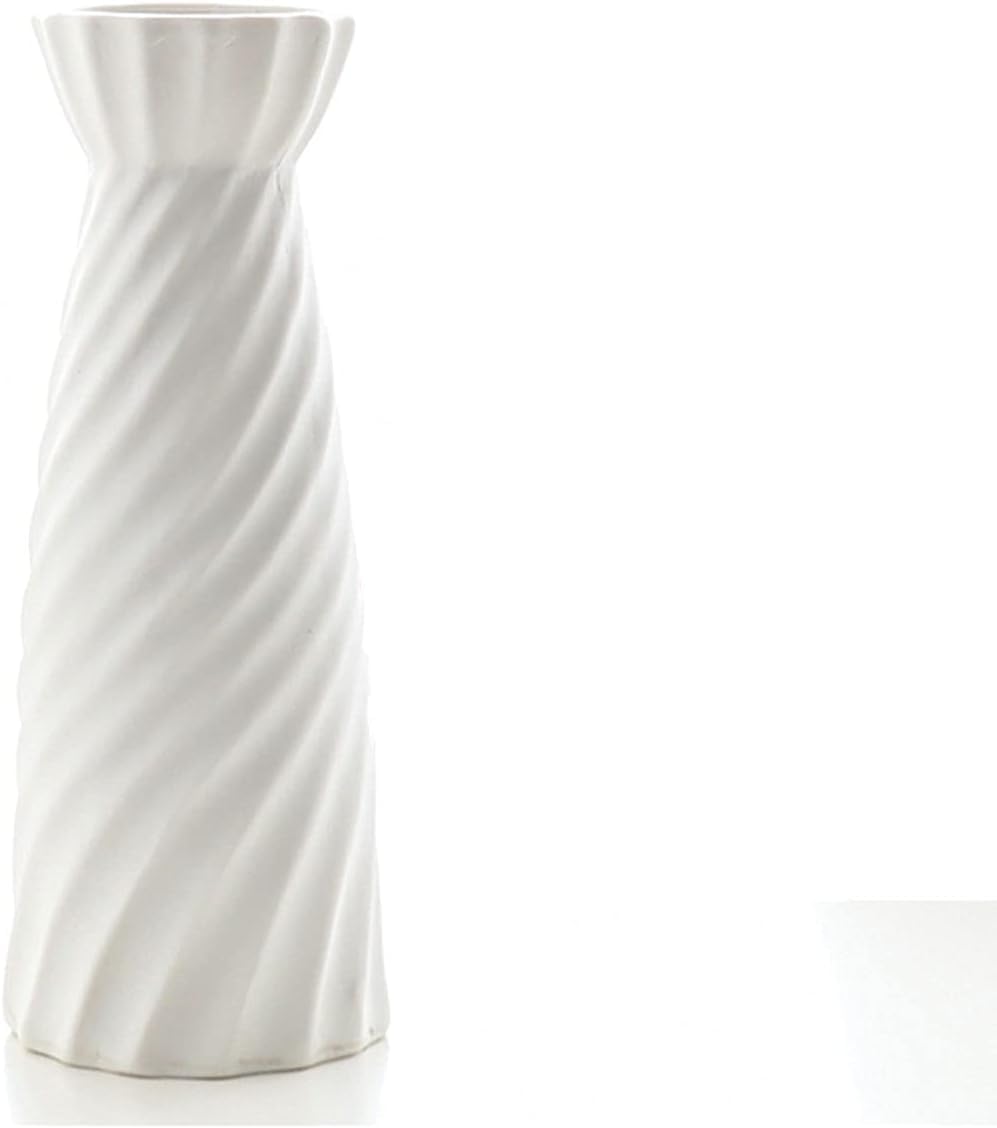 Vase Tabletop Flower Modern Art Decor White Ceramic Vases 8.6 Inches