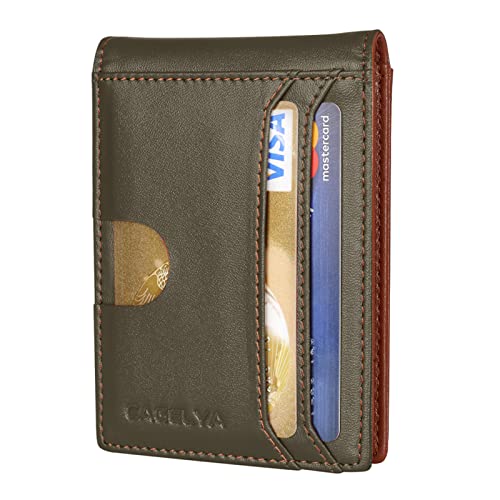 Money Clip Wallet for Men Leather Mens Wallets Slim Minimalist Wallet for Men Bifold Mens Wallets Rfid Blocking Front Pocket Wallet with 13 Slots Credit Card Holder Gifts for Boyfriend Father