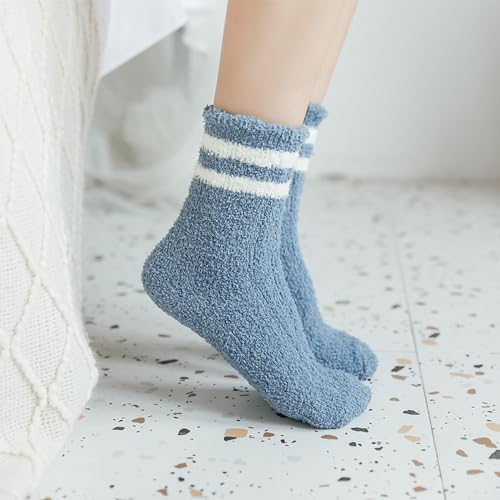 Image of Tergy 6 /20 Pairs Fuzzy Socks Soft Cozy Fluffy Warm Winter Sleep Plush Bed Microfiber Slipper Fleece Socks for Women