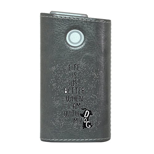 glo グロー グロウ 専用 レザーケース レザーカバー タバコ ケース カバー 合皮 ハードケース カバー 収納 デザイン 革 皮 GRAY グレー 英字 かっこいい おしゃれ 011858