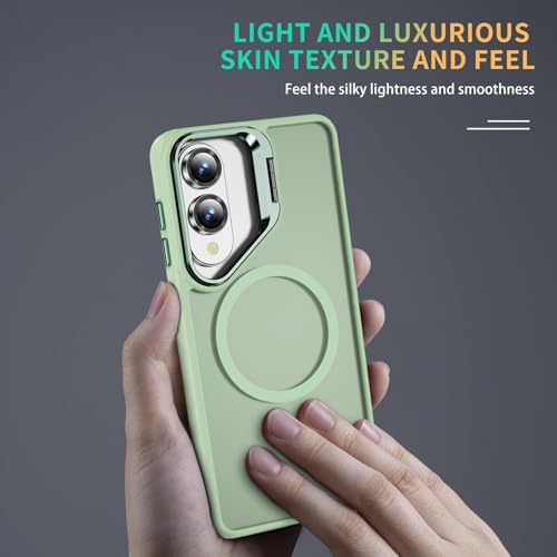 Image of DIZORO TPU+PC Samsung Galaxy S25 Edge 5g Case Compatible with Wireless Charging, with Camera Stand, Military Grade Drop Tested,Translucent Hard Back Soft Edge Back Cover (Matcha)