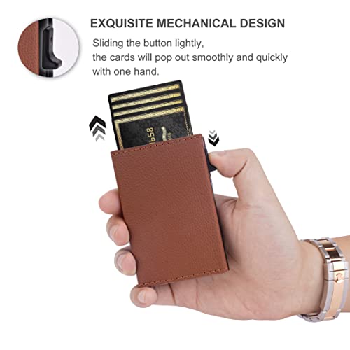 Image of AirTag Wallet for Mens Wallet,Card Holder for AirTag,Smart,RFID Blocking,Slim Wallet for Front Pocket-8-12 Card Capacity (Pu Leather, Lichee Brown)