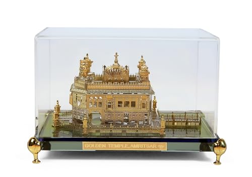 Image of 24K Premium Gold Plated Idol /Model of Golden Temple for Decor the Temple Medium [5.50x3.5x3.5 inches], Glass