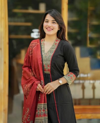 Image of GoSriKi Women's Rayon Viscose Printed Straight Kurta with Pant & Dupatta