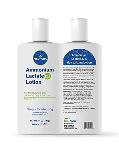 Ammonium Lactate 12% Deeply Moisturizing Body Lotion - 14 OZ (400g) Made In USA Compare to AmLactin By Medpura