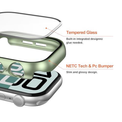 Image of 2 Pack Case with Tempered Glass Screen Protector for Apple Watch Series 3 /2 /1 38mm,JZK Slim Guard Bumper Full Coverage Hard PC Protective Cover HD Ultra-Thin Cover for iWatch 38mm,Light Cyan | 2 Pack,for Apple watch Case,Hard PC Cover,Tempered Glass,Full Coverage,High Sensitive Touch,Anti-scratch,HD,Charge Directly