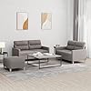 vidaXL Ensemble de Canapés avec Coussins 3 pcs, Canapés avec Accoudoirs, Ensemble de Meubles avec Repose-Pieds Salon, Moderne, Taupe Tissu