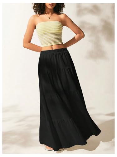 SOLY HUX Women's High Waisted Ruffle Maxi Skirts Tiered Layer Summer Swing Flowy Skirt4