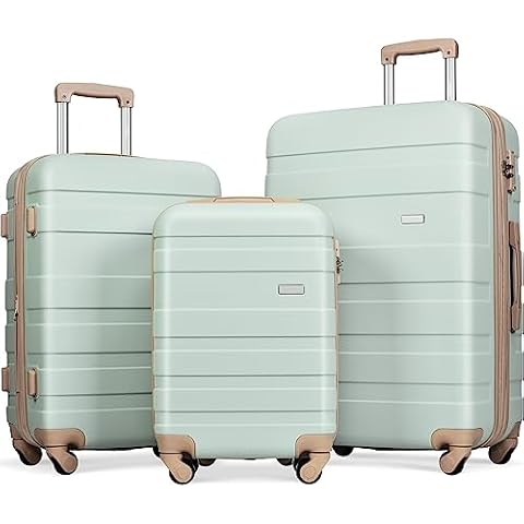 Moonsteps Luggage Sets Expandable ABS Hardshell 3pcs Clearance Luggage Spinner Wheels Suitcase with TSA Lock 20''24''28'' Cover