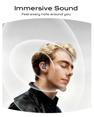Image of Wireless Earbuds Bluetooth 5.3 Sport Headphones with Earhooks,IPX7 Waterproof Earphones,48H Playtime Earbuds,Lightweight 7.8g,Noise Cancelling Mic Bluetooth Headphones for Running & Workout (Navy)