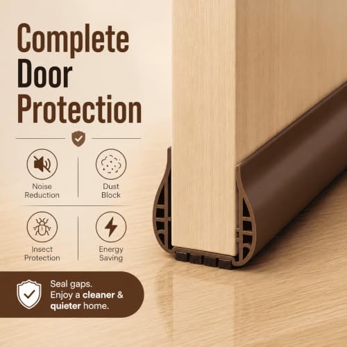Image of Gap Filler for Door Bottom Seal Strip with Brush - Sound-Proof, Reduce Noise, Energy Saving Door Stopper for Reduce Door Dust, Insects Protector (Brown)