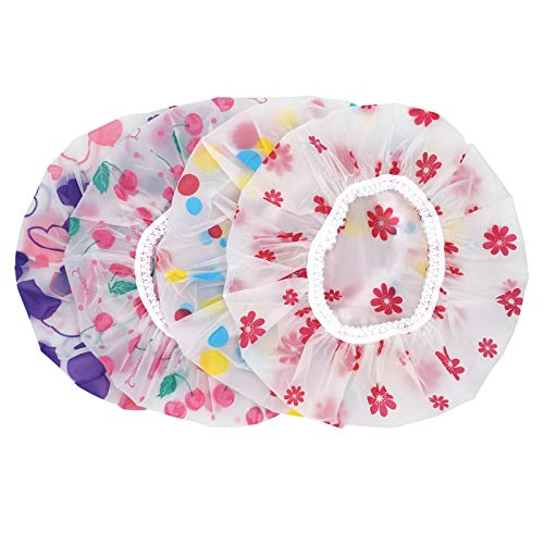 Luxtrip Waterproof EVA Plastic Caps Waterproof Shower Cap Hair Protection EVA Shower Caps Reusable Plastic Hair Caps for Women, Spa, Home Use, Hotel and Hair Salon, Portable Travel