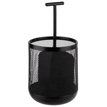 APS 11755 Besteckbehälter DART, Metall, Ø 12 cm, Höhe 25 cm, möbelschonende Unterseite, 3 Fächer, schwarz