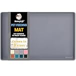 MateeyLife Silicone Cat Food Mat for Floors Waterproof, Anti-Slip Dog Food Mat for Bowls, Dog Bowl Mat with Lip to Prevent Spills, Cat Feeding Mat for Messy Drinkers to Protect Floors Gray