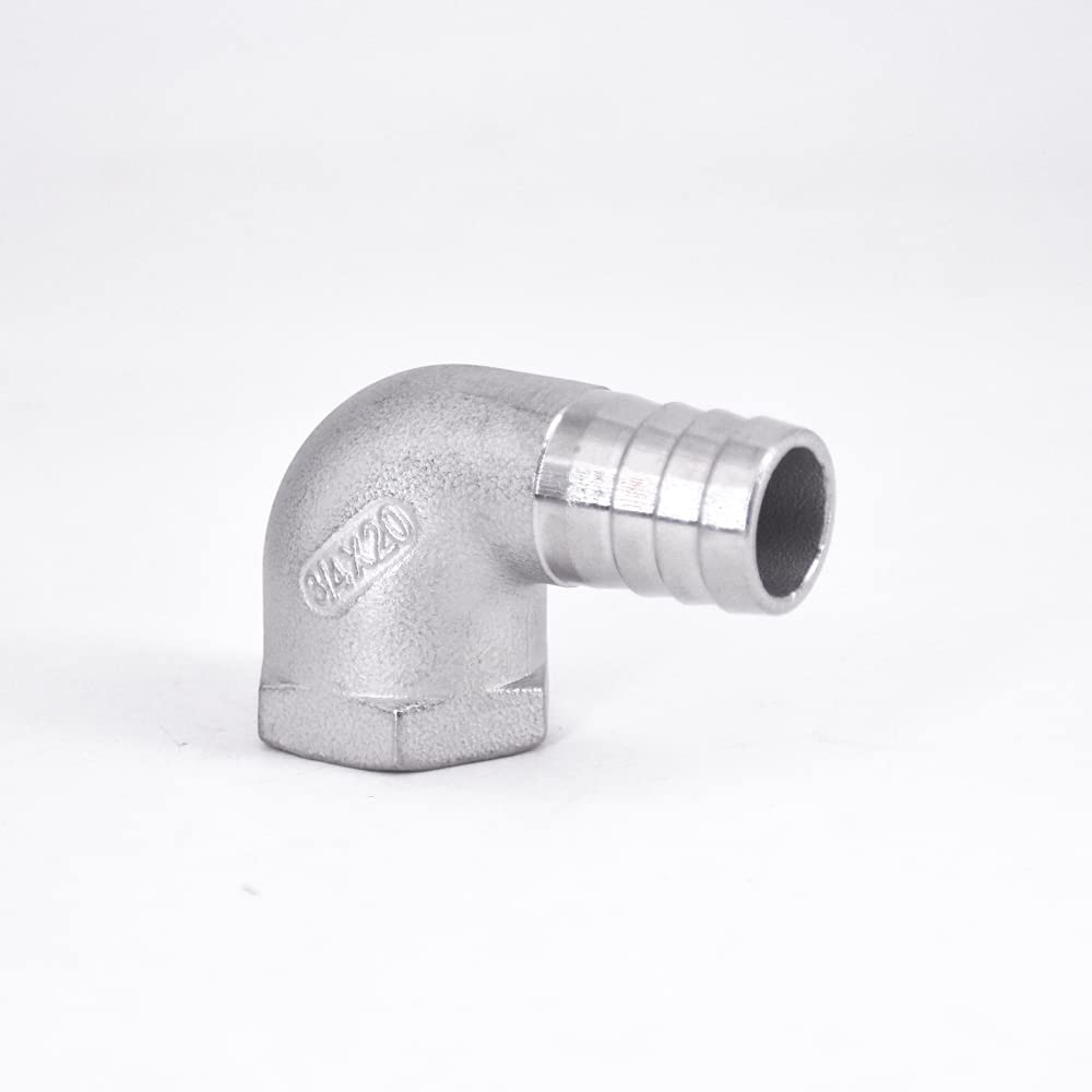 Raccord pour tuyau d'arrosage， Connecteur de raccord de tuyau en acier inoxydable 1/4, 3/8 "1/2" 3/4 "1" -2 "BSP femelle 8 10 12 13 15 20 25-50mm, coude à 90 degrés 304(3L8 BSP 12MM-ELBOW)