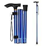 Walking Cane, Folding Cane for Man & Women, Portable Lightweight | 5-Level Adjustable Height, Collapsible Cane for Balancing Mobility Aid (Dark Blue)