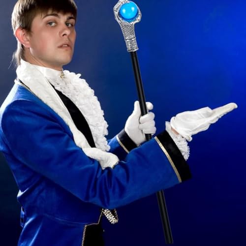 Image of GORGECRAFT Vintage Walking Stick Antique Cane Plastic Halloween Party Cosplay Scepter Silver Eagle Claw Blue Ball Grasping King Wand Costume Cane Handle Knob Punk Prop for Themed Events Stage Shows