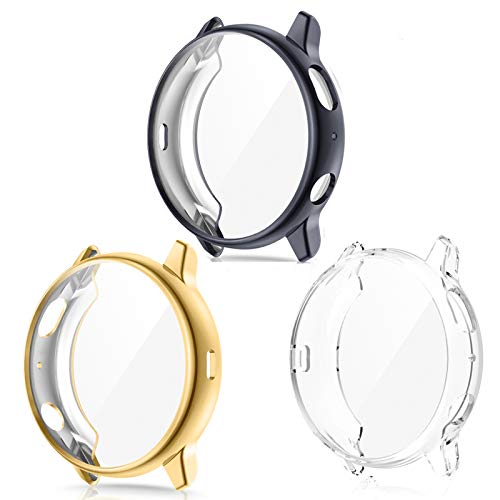 EZCO 3-Pack Screen Protector Compatible with Samsung Galaxy Watch Active 2 40mm 44mm (Not for Galaxy Watch 4), Plated Soft TPU Case Full Coverage Screen Protective Cover Bumper for Active 2 Watch EZCO 3-Pack Screen Protector Compatible with Samsung Galaxy Watch Active 2 40mm 44mm (Not for Galaxy Watch 4), Plated Soft TPU Case Full Coverage Screen Protective Cover Bumper for Active 2 Watch