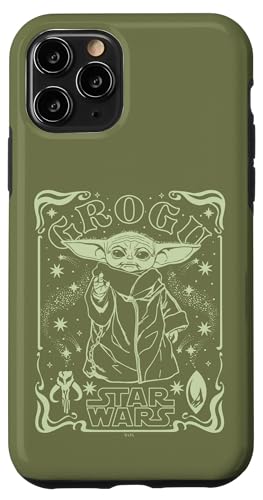 Coque iPhone 11 Pro Mandalorian Grogu Tarot Star Wars vert rigide