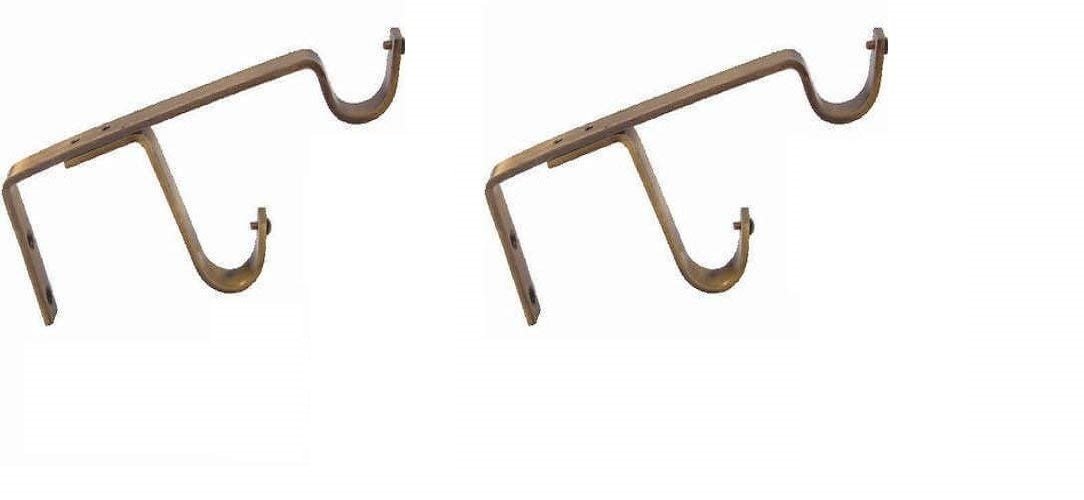 HomeDecorax Traders Strong Double SS Antique Finish Brackets/Supports for 2 Curtain Rods Pack of (2)