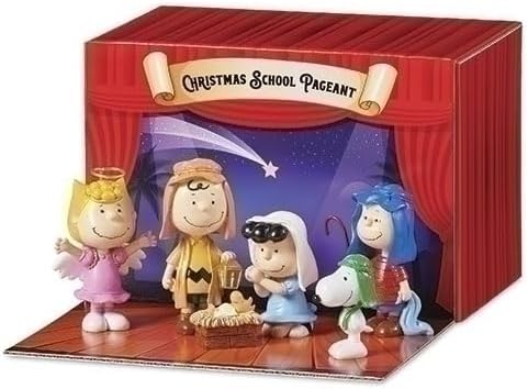 Roman Peanuts Christmas Pageant Figurine Set – 6-Piece Mini Set with Carrying Box, 3.5” H – Holiday Décor Featuring Charlie Brown & Friends