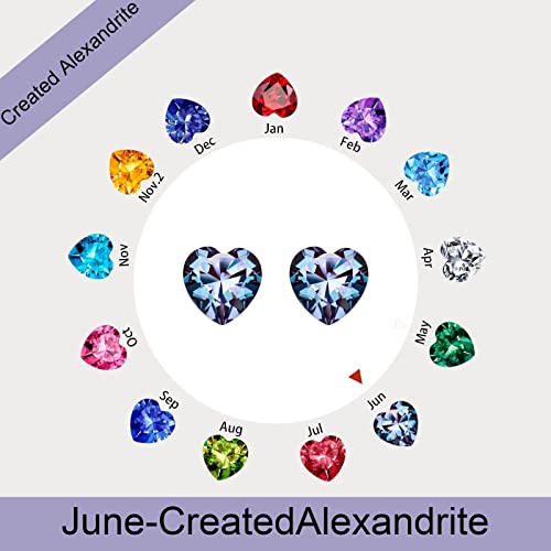 Mothers Day Gifts June Birthstone Alexandrite Earrings For Women Girls, 925 Sterling Silver Heart Stud Earrings For Women Teen Girls Earrings Jewelry Mothers Day Valentines Christmas Birthday Gifts For Women Her #TOP5