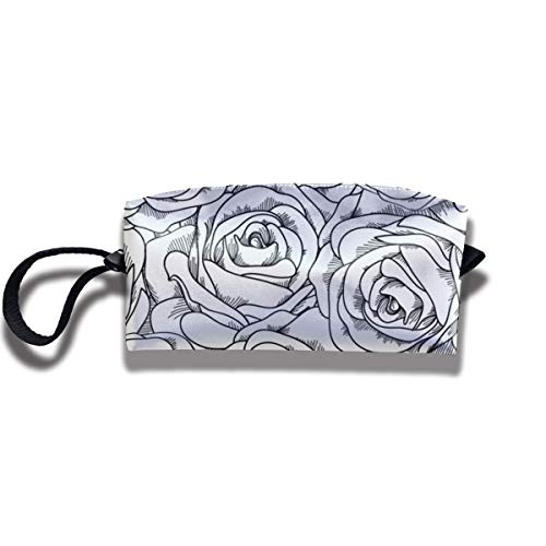 Preisvergleich Produktbild Kosmetik erhalten Tasche Schreibwaren Tasche - schwarz weiße Rose kosmetische Empfangstasche Aufbewahrungstasche