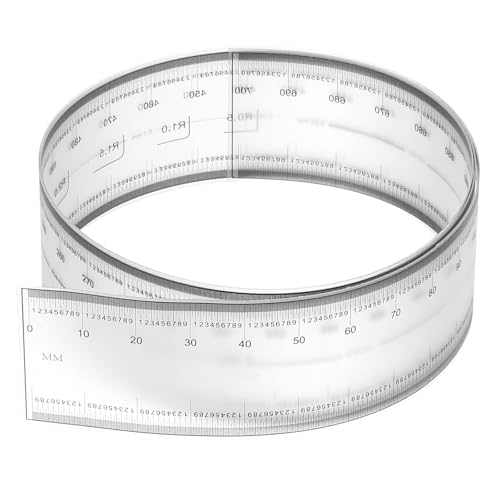 PATIKIL フィルムフレキシブル定規 70cm 0.1mmスケール R角と幅ライン クリアPETプラスチック 折りたたみストレート定規 工場用 透明 1個