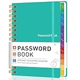 Password Book with Alphabetical Tabs, Password Keeper Book for Seniors, 5.8