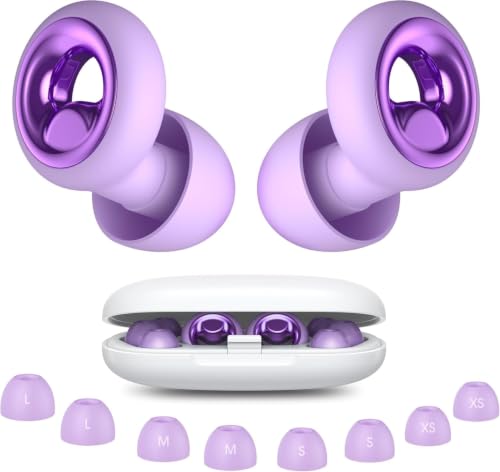 Image of Noise Cancelling Ear Plugs for Sleeping, Reusable Silicone Ear Plugs for Noise Reduction, Soft Hearing Protection with 8 Ear Tips for Concerts, Work, Swimming, and Travel(Grape)