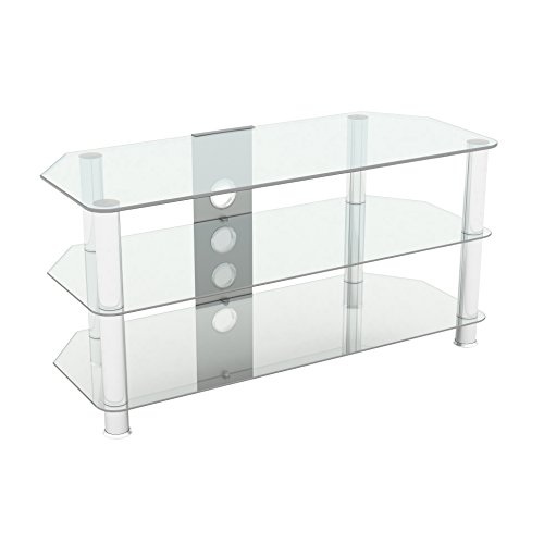 King Mueble TV Cristal Transprente,3 Estantes, Televisores Curvos LCD LED OLED, Ancho...