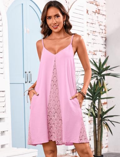 Totatuit Beach Dresses for Women 2026 Swimsuit Cover Up Sundresse Summer Dress Plus Size Bathing Suit Coverup Pink — view 3