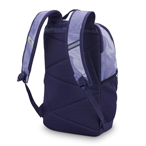 Image of High Sierra Swoop SG Backpack, Travel or Work Laptop Bookbag with Drop Protection Pocket, and Tablet Sleeve, One Size, Purple Marble Swirl