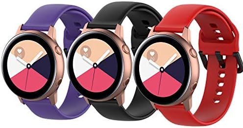 (3 Pack) Seltureone Compatible for Samsung Galaxy Watch 4/ Galaxy Watch 4 Classic 40mm 42mm 44mm 46mm Band, 20mm Solid Color Silicone Replacement Sport Watchband for Galaxy Watch Active/Active 2