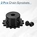 uxcell 2 Pcs #25 Chain Roller Sprocket 6mm Bore, 15 Tooth C45 Carbon Steel ANSI #25 Roller Sprocket Round Hole with Set Screws for ISO 04C Chain