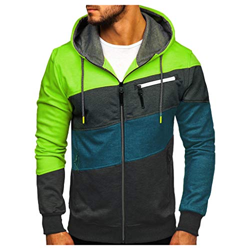 Sudadera con Capucha Hombre Patchwork Slim Fit Hoodie Sudadera con Cremallera Manga Larga Cordón Deporte Outwear Hoodie Pullover u00a1Caliente! Riou