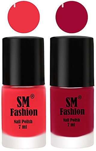Image of Long Lasting Nail Polish | Nail Paint Combo 7 ml Each) - Set of 2 Rose Pink-Pure Wine