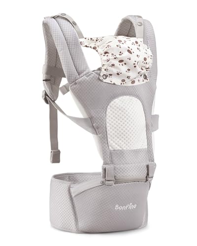 Image of Bonfino Admire 5-in-1 Hipseat Baby Carrier|Ergonomic Baby Carry Bag, Adjustable Strap & Breathable Fabric|Baby Carrier with Stylish Belt| Baby Holder for 5-18 Month Babies,15 Kg Capacity - Grey