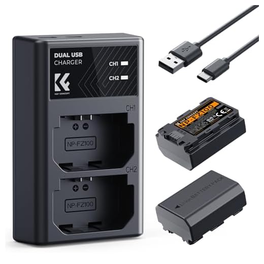 K&F CONCEPT NP-FZ100 2280mAH Battery and Dual Slot Charger Set for Sony A7iii, A7iv, A7C, A6700, A6600, ZV-E1, ZV-E10ii, FX3, FX30, A9, Alpha 9, Alpha 9S, A9S, A7R3, A7R4 Camera Batteries