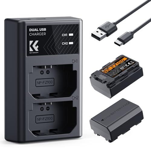 Image of K&F CONCEPT NP-FZ100 2280mAH Battery and Dual Slot Charger Set for Sony A7iii, A7iv, A7C, A6700, A6600, ZV-E1, ZV-E10ii, FX3, FX30, A9, Alpha 9, Alpha 9S, A9S, A7R3, A7R4 Camera Batteries