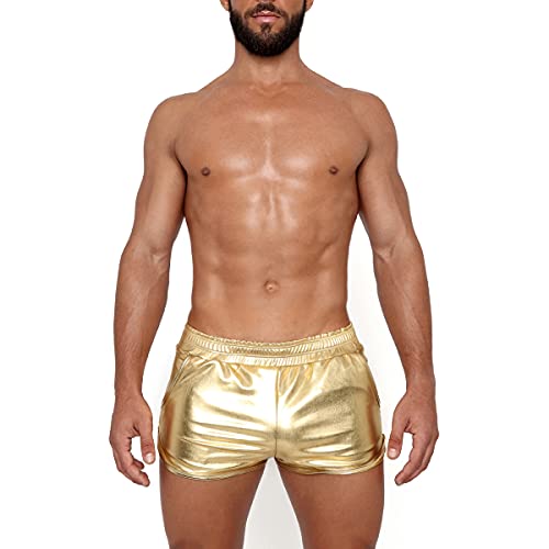 Gary Majdell Sport Men's Liquid Metallic Active Quick Dry Shorts with Pockets for Gym or Club Wear