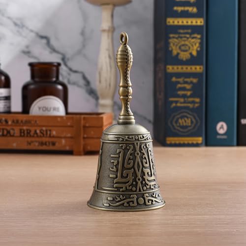 Homelavie Super Loud Solid Brass Hand Call Bell for Ringing at Wedding, New Style Hand Bells for Seniors Bedside, Teacher Classroom Bell, Dinner Bell, Tibetan Bells, Gift for Bedridden Mom (Bronze) - Thumbnail 3