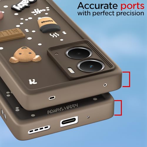 Image of Pikkme Back Cover for Realme P3 5G | Cute Fun Cartoon 3D Bear Silicone Full Body Protection Bumper Case (Brown)