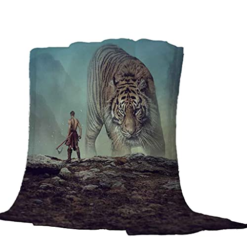 Couverture polaire tigre plaid flanelle chaude 150x200cm pour lit et canapé