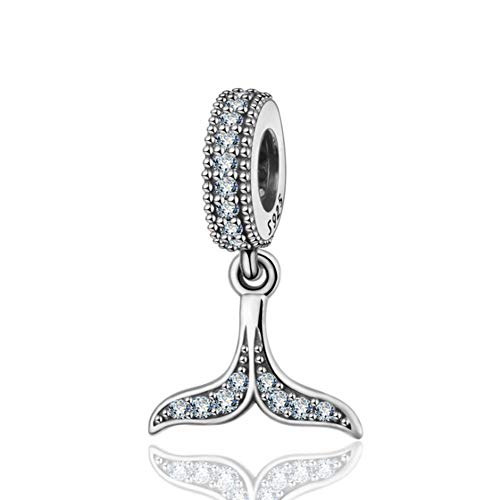 Dije de animal de plata con forma de ballena para pulseras modulares que no se oscurece